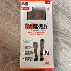 Heated Wool Socks - Black and Orange